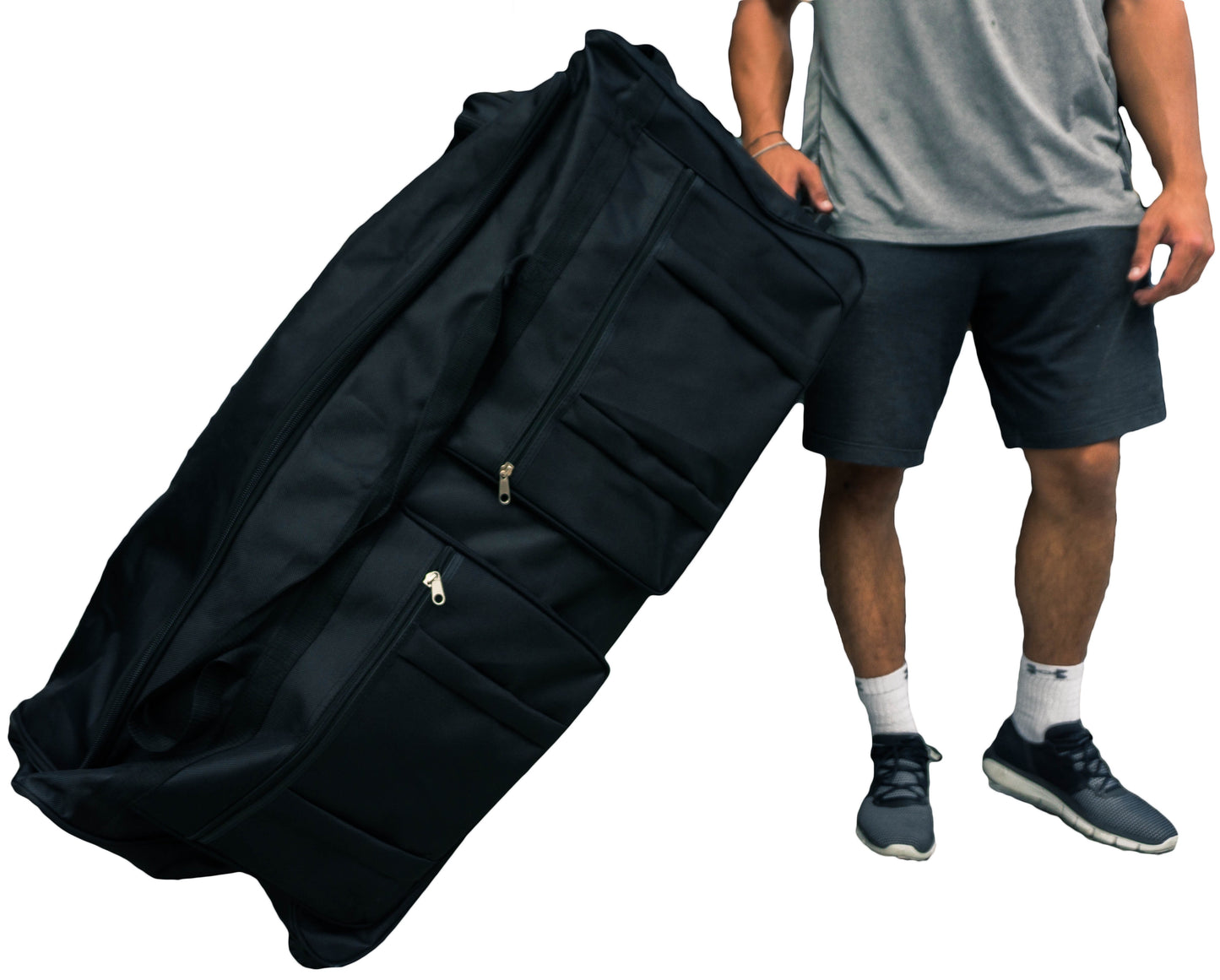Gothamite 42-inch Wheeled Rolling Duffel Bag Cargo Travel Sports Hockey 42", Black, XL