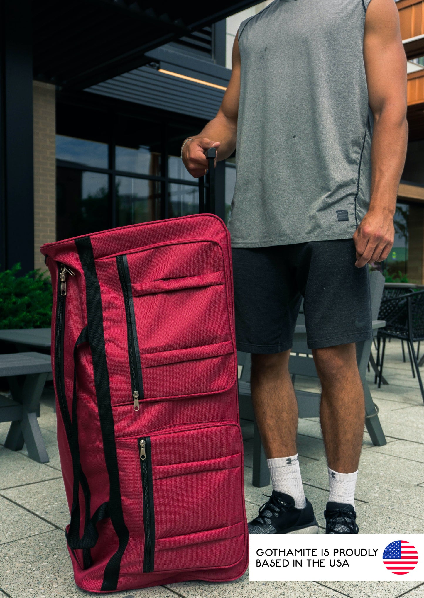 Gothamite 36-inch Duffle Bag With Wheels Cargo Travel Hockey Sports Duffle, Fuchsia, XL