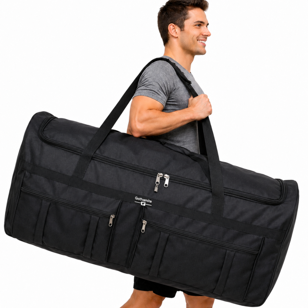 Gothamite 46 Inch Rolling Duffle Bag With Wheels - Christmas Tree Bag, Bottom Wheeled Oversized Travel Luggage Heavy Duty Duffle Bag for Military Bag, Sports Equipment Bag