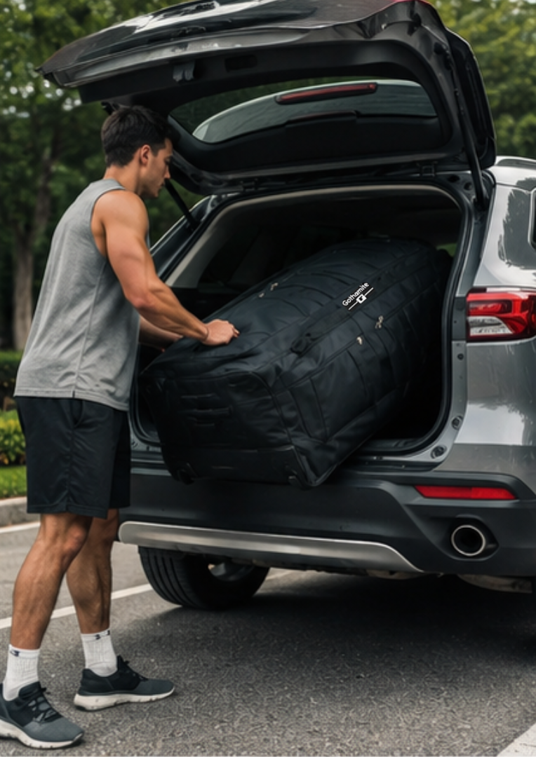 Gothamite 46 Inch Rolling Duffle Bag With Wheels - Christmas Tree Bag, Bottom Wheeled Oversized Travel Luggage Heavy Duty Duffle Bag for Military Bag, Sports Equipment Bag
