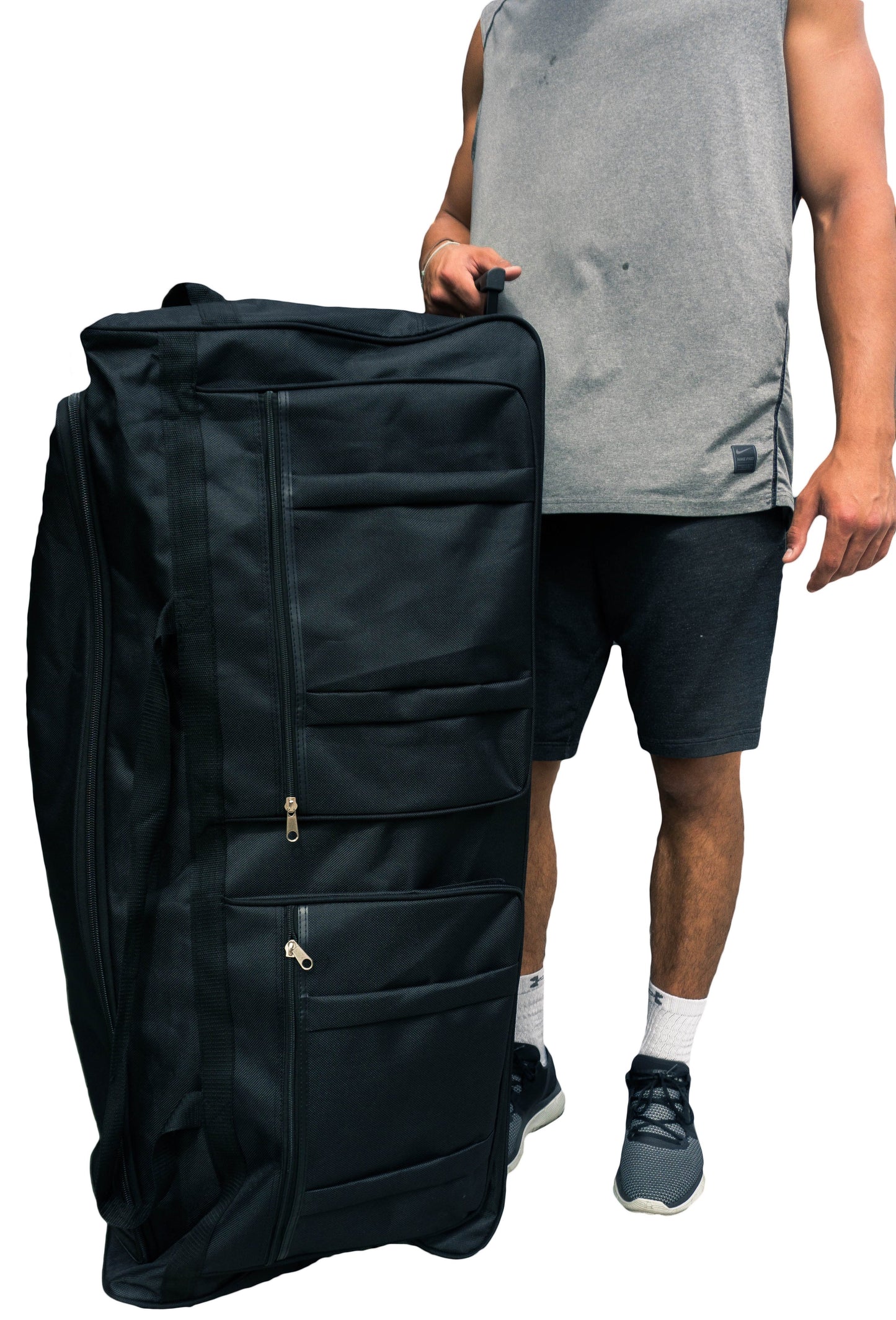 Gothamite 46 Inch Rolling Duffle Bag With Wheels - Christmas Tree Bag, Bottom Wheeled Oversized Travel Luggage Heavy Duty Duffle Bag for Military Bag, Sports Equipment Bag